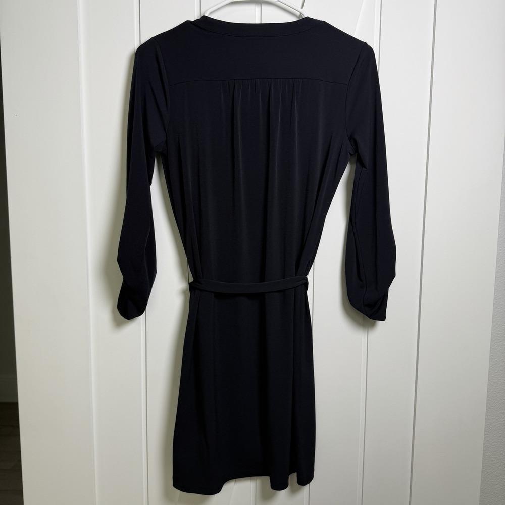 Michael Kors Black Dress Size Small Gold Chain Accent 3/4 Sleeves Elegant Chic - Picture 5 of 8